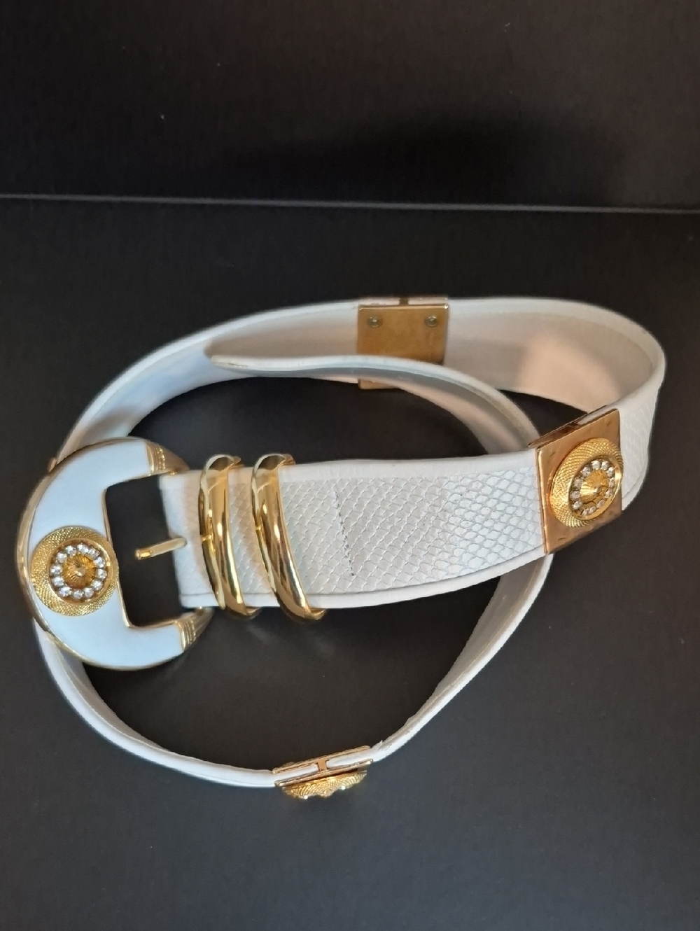 CACHE Y2K Embellished Belt White Gold